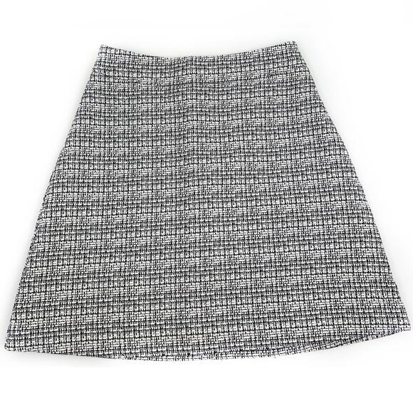 Express Black White Tweed Mini Skirt 0/XS Preppy Twee Academia - Picture 2 of 5